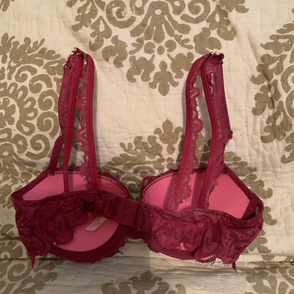PINK lace maroon bra - Picture 2 of 3